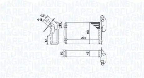 RENAULT радіатор опалення R19 I,II,Clio I, MAGNETI MARELLI BR405