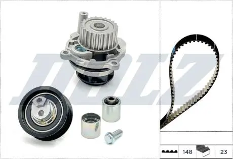 К-кт ГРМ (помпа+рем.+3 ролика +крепл.) Golf,Passat,Audi A4,Skoda DOLZ KD166