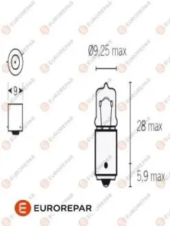 8539293090 ЛАМПОЧКА 12V-H6W Eurorepar 1616431880