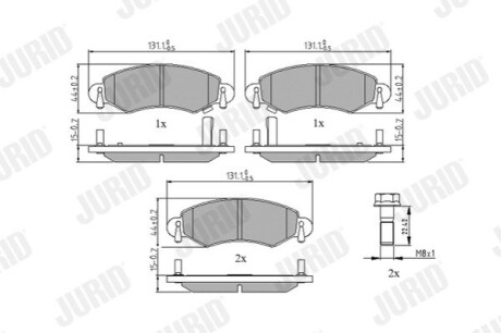 SUZUKI Гальмівні колодки пер. Ignis 03-, Wagon R+ 00-, OPEL Agila 00- Jurid 571981J