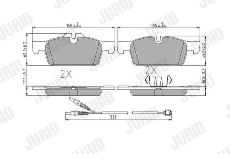 PEUGEOT гальмівні колодки передн. 508 I Jurid 573647J