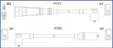 HITACHI VW Комплект проводів високої напруги Golf II,Passat 1.0/1.8 80- HITACHI (HÜCO) 134704