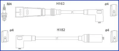 HITACHI VW Комплект проводів високої напруги Golf II,Passat 1.0/1.8 80- HITACHI (HÜCO) 134704