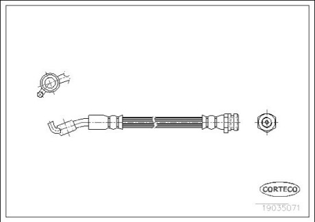 Гальмівний шланг SSANG YONG Korando/Rexton/Musso "99>> RL CORTECO 19035071 (фото 1)