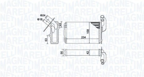 RENAULT радіатор опалення R19 I,II,Clio I, MAGNETI MARELLI 350218405000