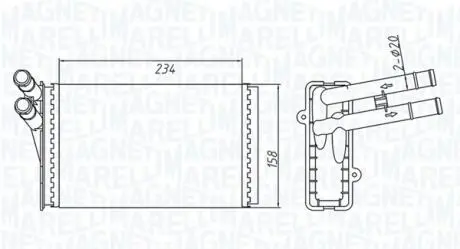 VW радіатор пічки Passat 96- AUDI 80/A4 MAGNETI MARELLI 350218409000