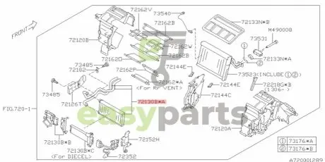 Радиатор печи салона SUBARU 72130AJ010