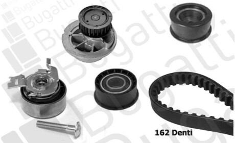 OPEL К-т ГРМ (помпа+ремень+3 ролика) ASTRA F CLASSIC 1.6 i 98-05, CORSA B 1.4 i 94-00, VECTRA B 1.6 i 96-02 BUGATTI KBU10019B