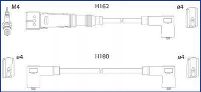 HITACHI VW К-кт высоковольтных проводов Golf III,Polo,Vento,Seat 1.4/1.6 HITACHI (HÜCO) 134707