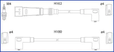 HITACHI VW К-кт высоковольтных проводов Golf III,Polo,Vento,Seat 1.4/1.6 HITACHI (HÜCO) 134707