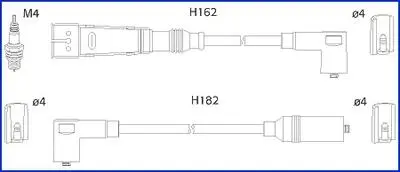 HITACHI VW Комплект проводів високої напруги TRANSPORTER T4 2.0 90-03 HITACHI (HÜCO) 134709