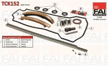Рем/к-кт ГРМ (ланцюг+натяжник+направляючі) Mercedes C (W203) C 180/200/230 94- FAI TCK152