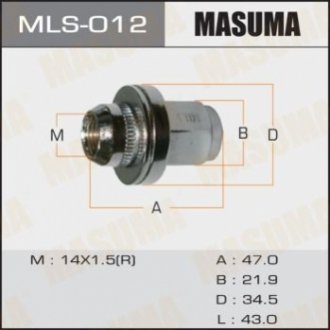 Гайка колеса 14x1.5Land Cruiserс шайбой D 35mm / под ключ=22мм MASUMA MLS012