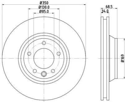 Диск гальмівний PRO High Carbon перед. прав. Audi Q7 3.0TDI/Porsce Cayenne/VW Touareg 3.0TDI-6.0TDI 09.02- HELLA 8DD 355 128-071