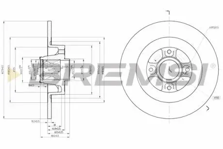 Гальмівний диск зад. Reanult Scenic II/Megane II 03- (270x10) (+ABS) BREMSI CD7570S
