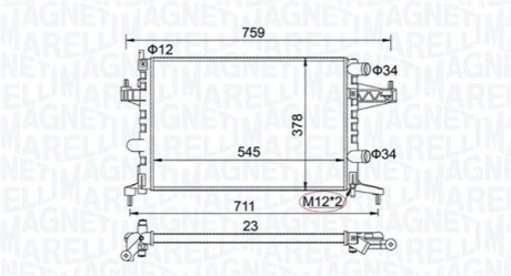 Радіатор OPEL CORSA C (F08, F68) 1,0 00-09-01 - MAGNETI MARELLI BM829