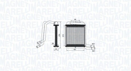 VW радіатор опалення Multivan,T5 03- MAGNETI MARELLI 350218458000