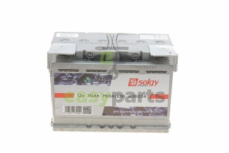 Акумуляторна батарея 70Ah/760A (278x175x190/+R/B13) (Start-Stop EFB) Solgy 406034 (фото 1)