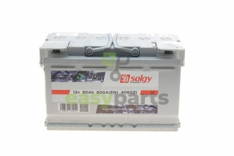 Акумуляторна батарея 80Ah/800A (315x175x190/+R/B13) (Start-Stop AGM) Solgy 406031