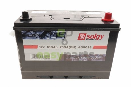 Акумуляторна батарея 100Ah/750A (303x175x227/+R/B01) (Азія) Solgy 406028 (фото 1)