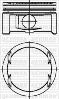 Поршень с кольцами і пальцем OPEL Omega B 2.6 (размер отв. 83.7 / +0.5) (Y 26 SE) Yenmak 31-03797-050