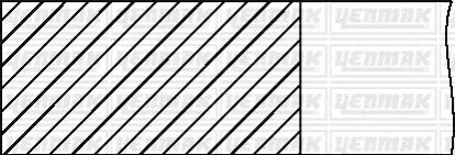 Комплект поршневих кілець VW Polo 1.0 (67.1/STD) (1/1.2/2) Yenmak 91-09312-000 (фото 1)