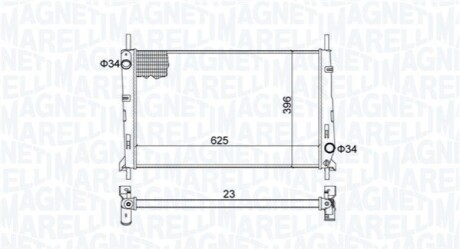 Радіатор двигуна FORD COUGAR (EC) 2,0 16V MONDEO I/ II/ III (BAP, BFP, BNP, B5Y, GBP) 1,6I 16V 1,8I 16V 2,0I 16V MAGNETI MARELLI 350213189300