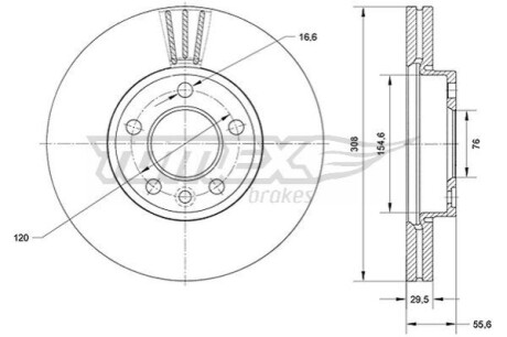 Гальмiвнi диски VW T5/T6/Touareg 02- TOMEX 7104