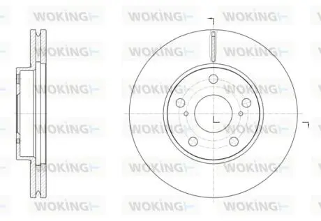 Фото диск гальмівний Toyota Corolla Auris 12>18/перед (кратно 2 шт.).) WOKING D6153910 Диск гальмівний Toyota Corolla Auris 12>18/перед (кратно 2 шт.).) WOKING D6153910