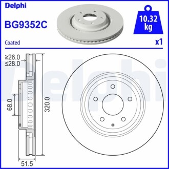 Гальмiвнi диски переднi Delphi BG9352C
