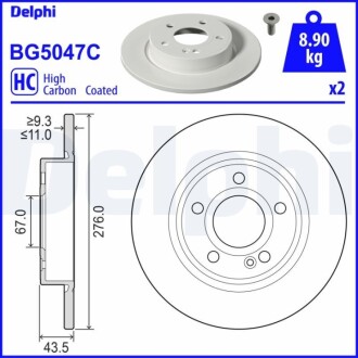 DB Гальмівний диск задн. W177 18- Delphi BG5047C (фото 1)