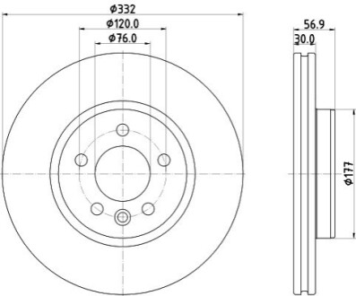 PRO HIGH CARBON VW Диск гальмівний передн. AMAROK 2.0 11- HELLA 8DD 355 132-561