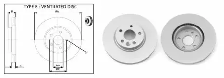 Гальмівний диск передній Volvo S60, S80, V60, V70, XC70 Ford Galaxy, Mondeo, S-Max Land Rover Discovery Sport, Freelander 2 1.5-4.4 12.05- APLUS 61290AP