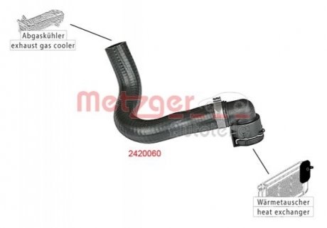 Патрубок системы охлаждения резиновый с фитингами METZGER 2420060