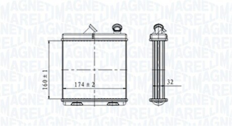 OPEL радіатор опалення Omega A,Senator B MAGNETI MARELLI 350218465000