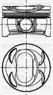Поршень с кольцами і пальцем (размер отв. 76.51 / STD) VW GOLF V 1.4 TSI (4цил.) (TSI 1.4 BMY / BLG / CAVD) Yenmak 31-04297-000