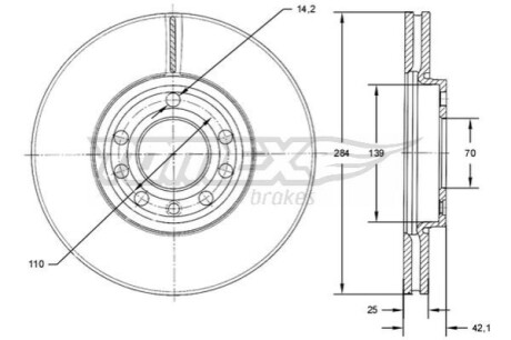 Гальмiвнi диски Opel Vectra C/Signum 02-09/Fiat Croma 05- TOMEX 7130