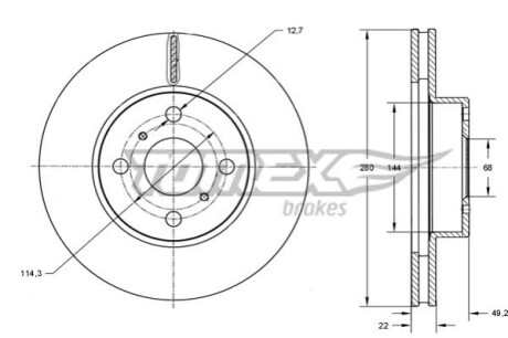 Гальмiвнi диски Nissan Almera II 00-06/Primera 96-01 TOMEX 7072