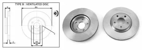 Гальмівний диск передній Volvo C30, C70, S40, V40, V50, Focus C-Max, Focus, Kuga 1.0-Electric 10.03- APLUS 61296AP