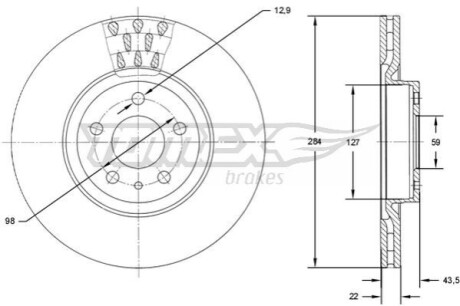 Гальмiвнi диски Alfa Romeo 97-10/Fiat Doblo 10- TOMEX 7139