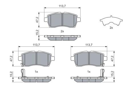 Колодки тормозные дисковые SUZUKI Ignis \'\'F\'\'16>> BOSCH 0986460075