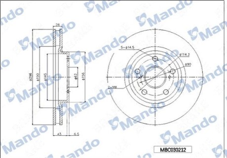 Диск гальмівний MANDO MBC030212