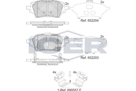 Колодки гальмівні (задні) Toyota Corolla 18-/C-HR 16-/Yaris 19-/Suzuki Swace 20- ICER 182397