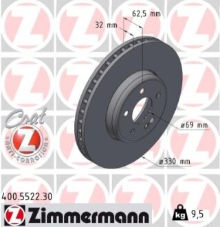 Диск тормозной FORMULA S ZIMMERMANN 400552230 (фото 1)