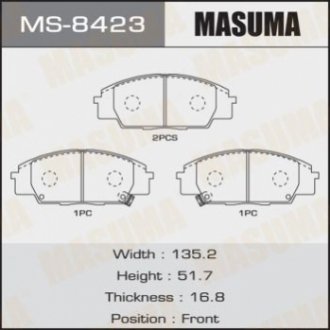 Колодка тормозная передн HONDA CIVIC VIII, FR-V MASUMA MS8423 (фото 1)