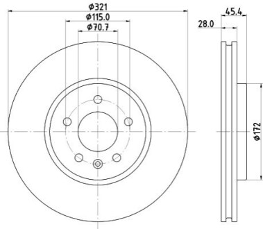 PRO HIGH CARBON OPEL диск гальмівний передній Insignia B HELLA 8DD 355 132-171