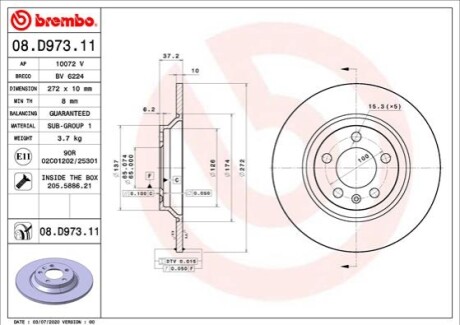 Тормозной диск BREMBO 08.D973.11