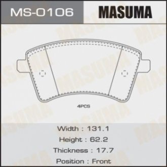 Колодки тормозные передн MERCEDES-BENZ 109 CDI (415.601, 415.603, 415.605), 108 MASUMA MS0106