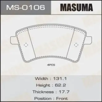 Фото колодки гальмiвнi передн MERCEDES-BENZ 109 CDI (415.601, 415.603, 415.605), 108 MASUMA MS0106 Колодки гальмiвнi передн MERCEDES-BENZ 109 CDI (415.601, 415.603, 415.605), 108 MASUMA MS0106