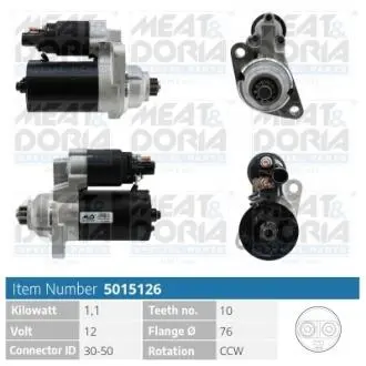 MEATDORIA VW стартер Golf,Jetta 05-,Skoda,Seat,Audi MEAT&DORIA 5015126